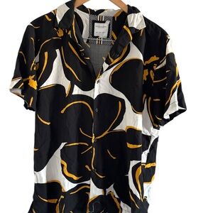 Denim & Flower Black and Gold Floral Shirt Size L